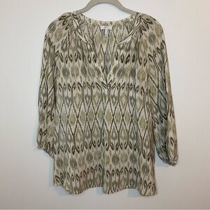Joie Addy B Fatigue Silk Ikat Pullover Blouse